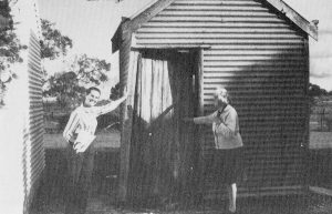 The Avenue Range post office and telephone exchange build by settlers, with Mary Smith and Hilda Thomson